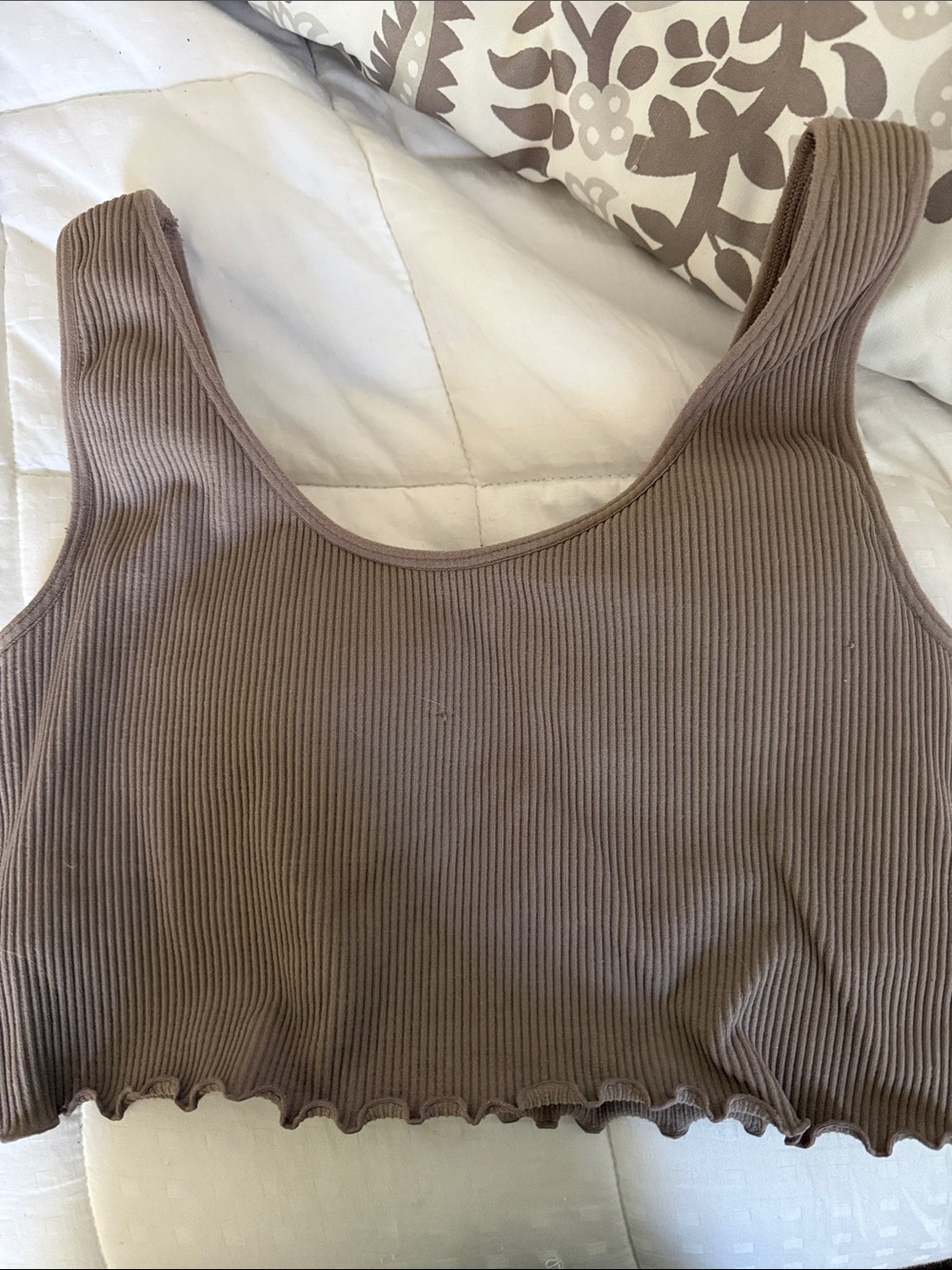 Forever 21 Ribbed Crop Tank Bralette in Brown